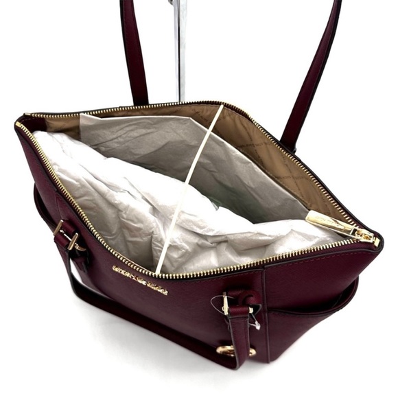 Michael Kors Large Charlotte TZ Tote Bag & Large Continental Wallet Dark Cherry - Picture 11 of 13